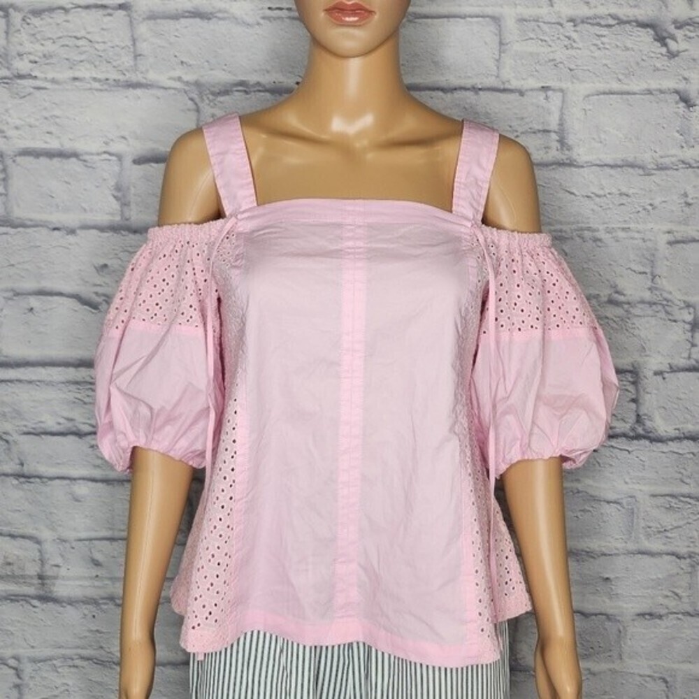 NWOT Derek Lam 10 Crosby Womens Lace pink barbie off shoulder Cotton blouse Sz 4